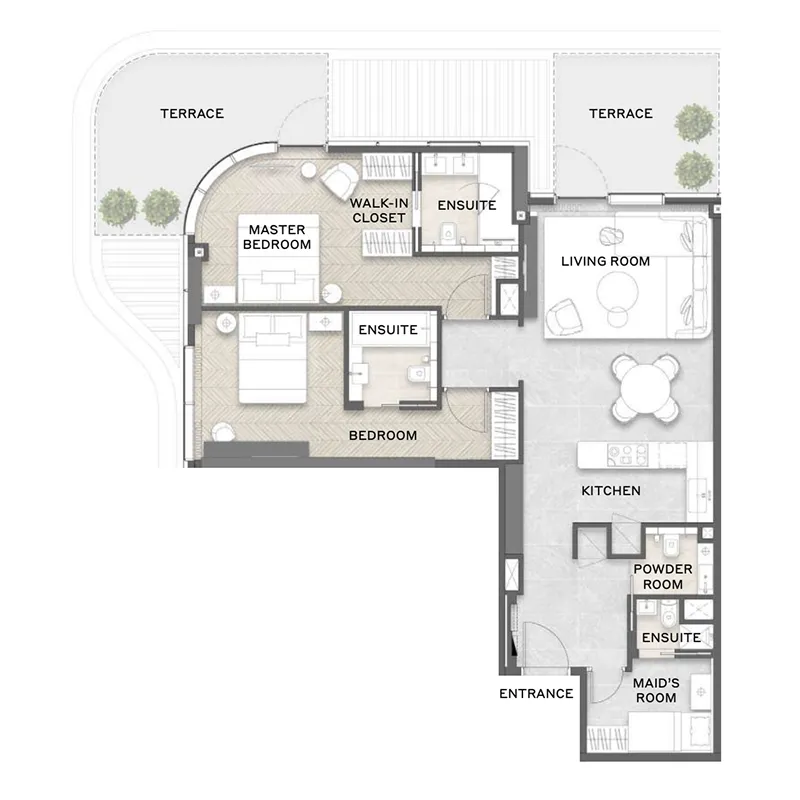 Avida Residences 2 bed floor plan, 1,388 sqft