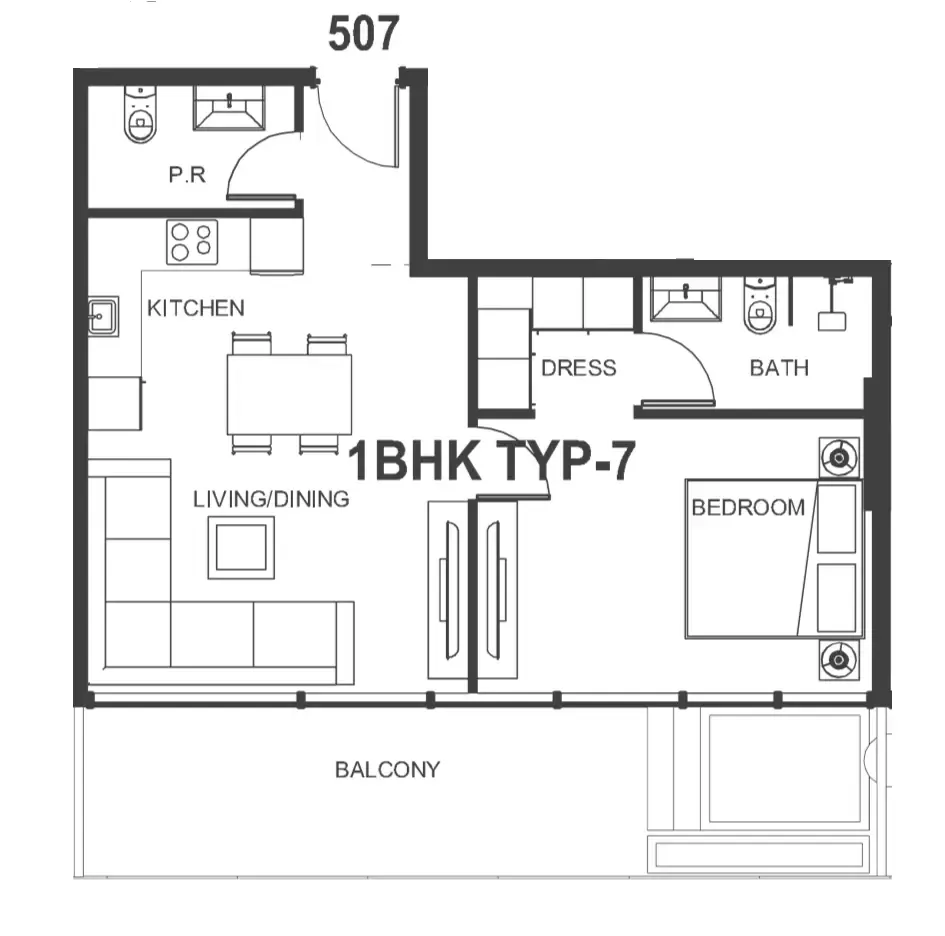 Interstellar Tower 1 bed floor plan, 752 sqft