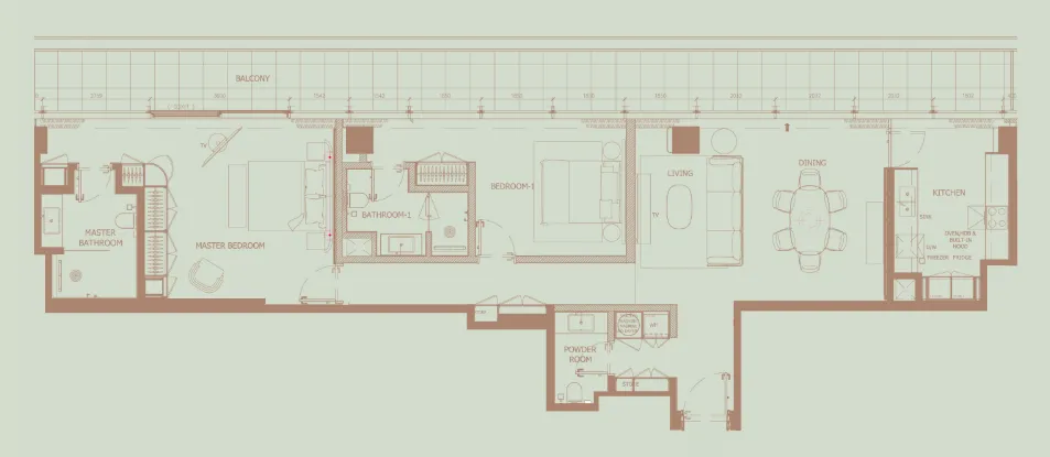 Eden House The Park 2 bed floor plan, 1,916 – 1,935 sqft