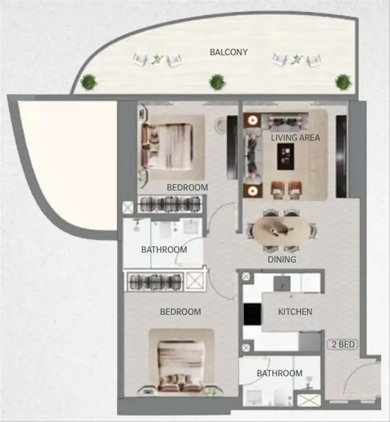 Maybach 6 2 bed floor plan, 980 sqft