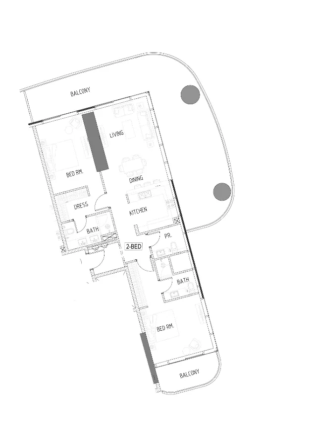 Damac Bay 2 3 bed floor plan, 2,324 sqft