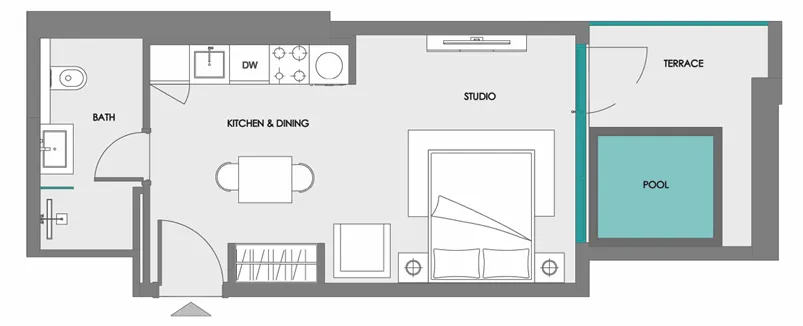 Samana Boulevard Heights Studio floor plan, 446 sqft