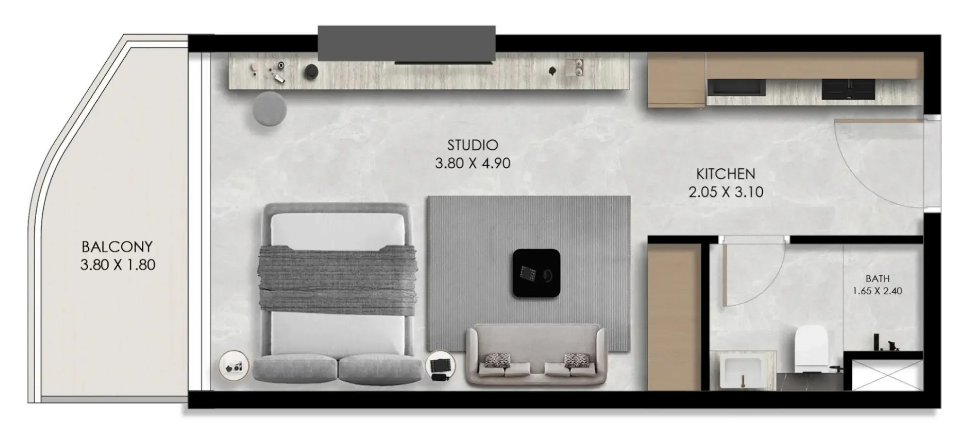 Verano by Prescott Studio floor plan, 418 sqft