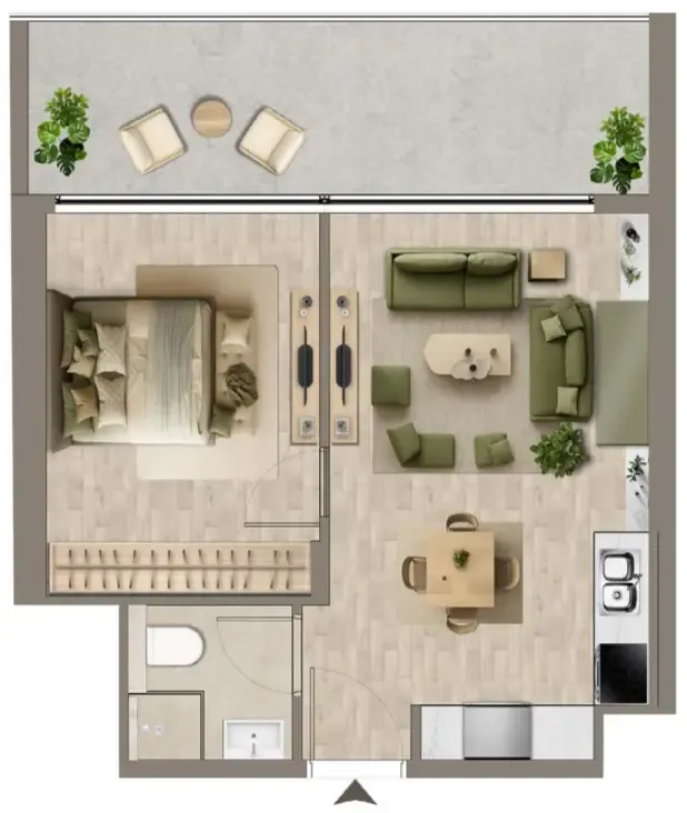 Colibri Views 1 bed floor plan, 577 – 607 sqft