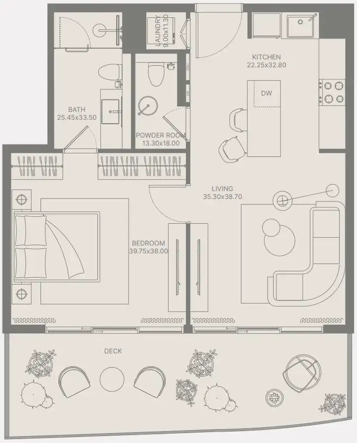 Bond Enclave 1 bed floor plan, 718 – 788 sqft