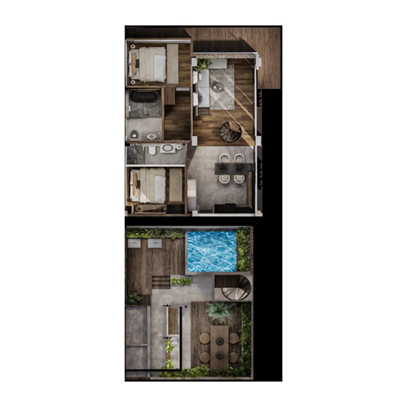 Element Residences 2 bed floor plan, 1,754 – 1,819 sqft