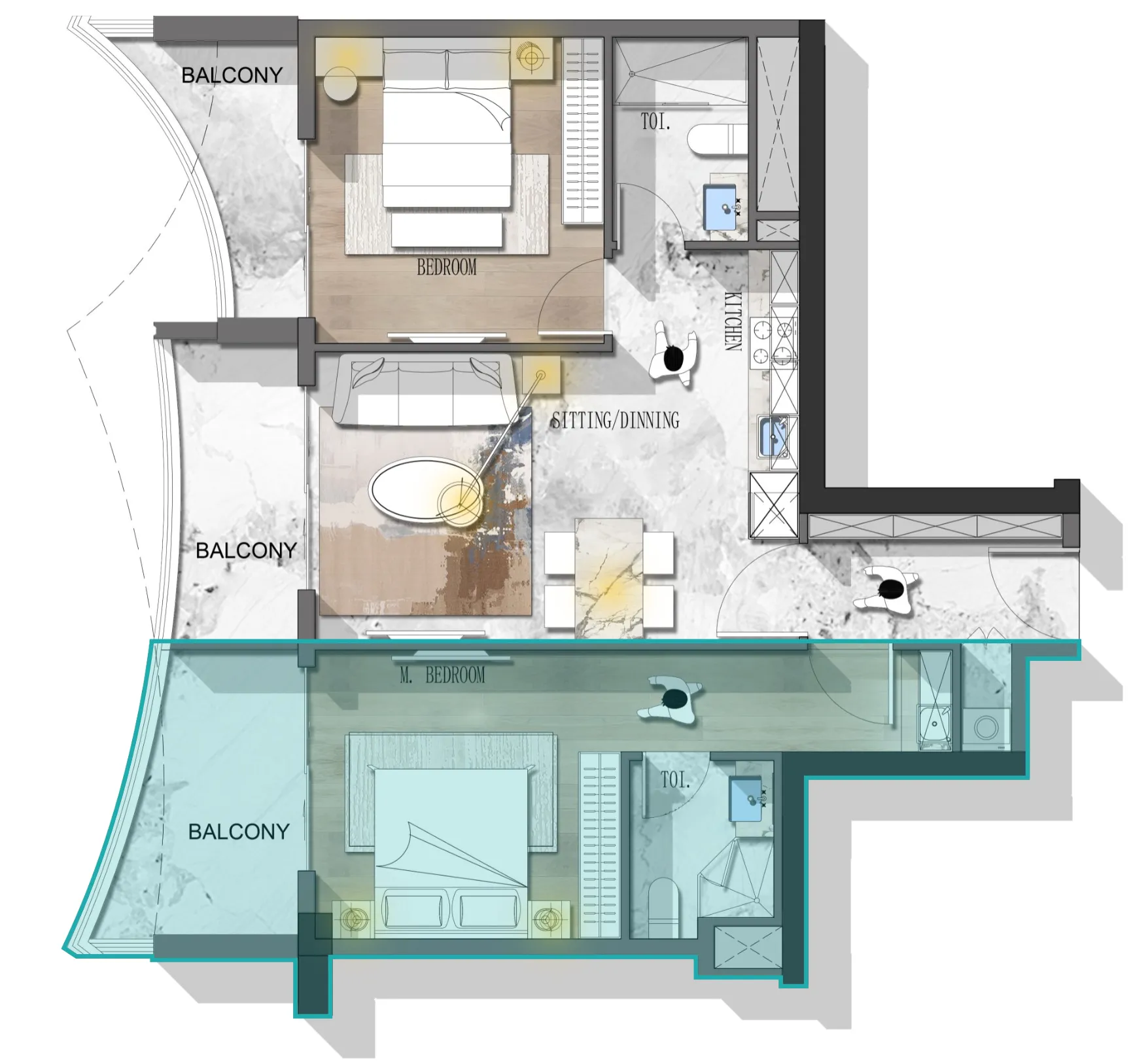 Stamn Nautis Residences 2 bed floor plan, 1,157 sqft