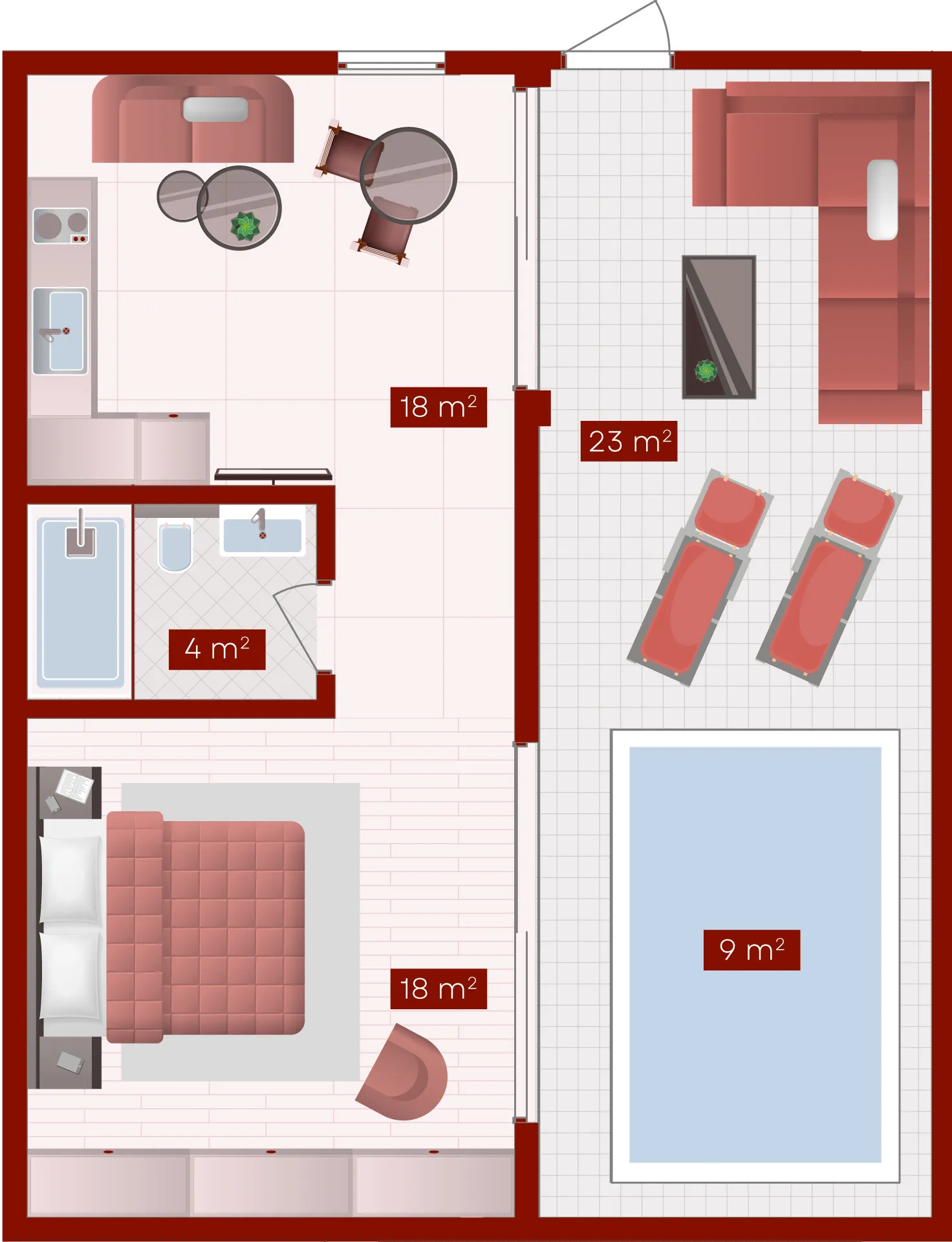 Teus Ramada Nusa Dua by Wyndham 1 bed floor plan, 775 sqft