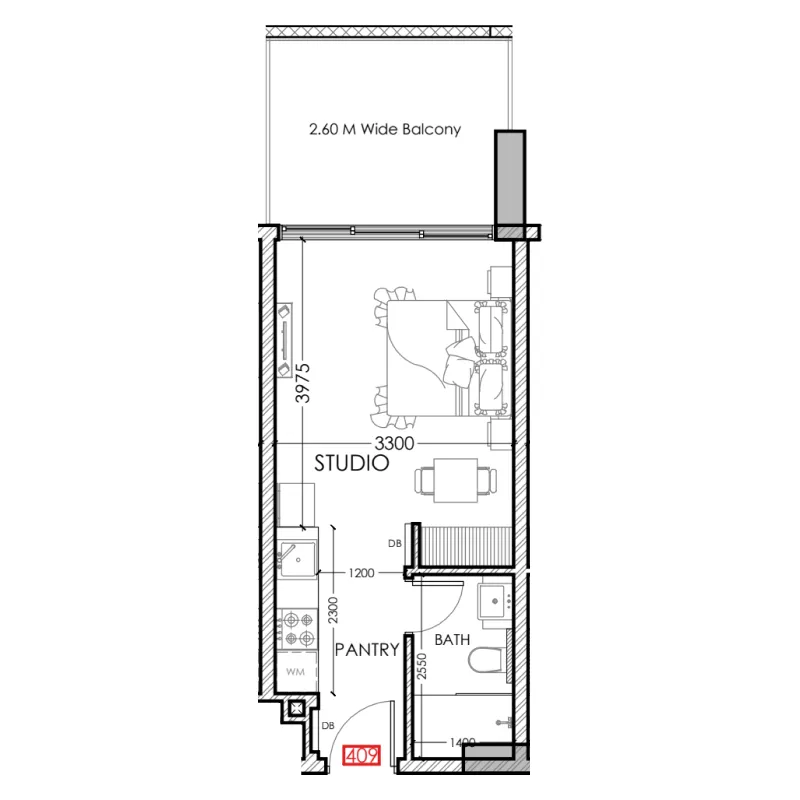 Al Haseen Residences 5 Studio floor plan, 367 sqft