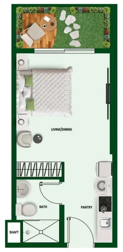 Vincitore Wellness Estate Studio floor plan, 416 – 429 sqft