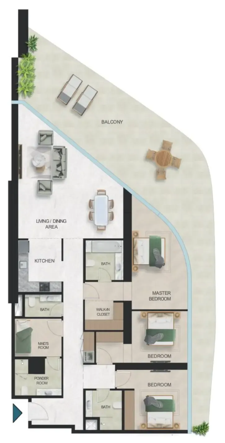 Oystra 3 bed floor plan, 2,599 sqft