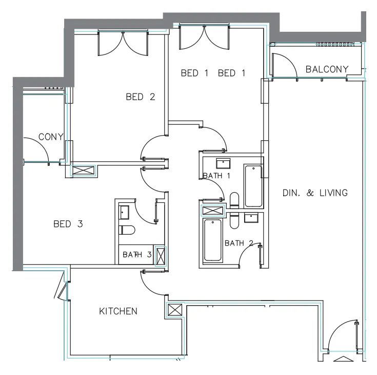 Janayen Avenue 3 bed floor plan, 1,690 sqft