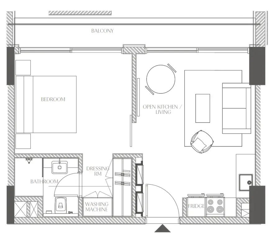 Creekside Residence 1 bed floor plan, 500 – 524 sqft