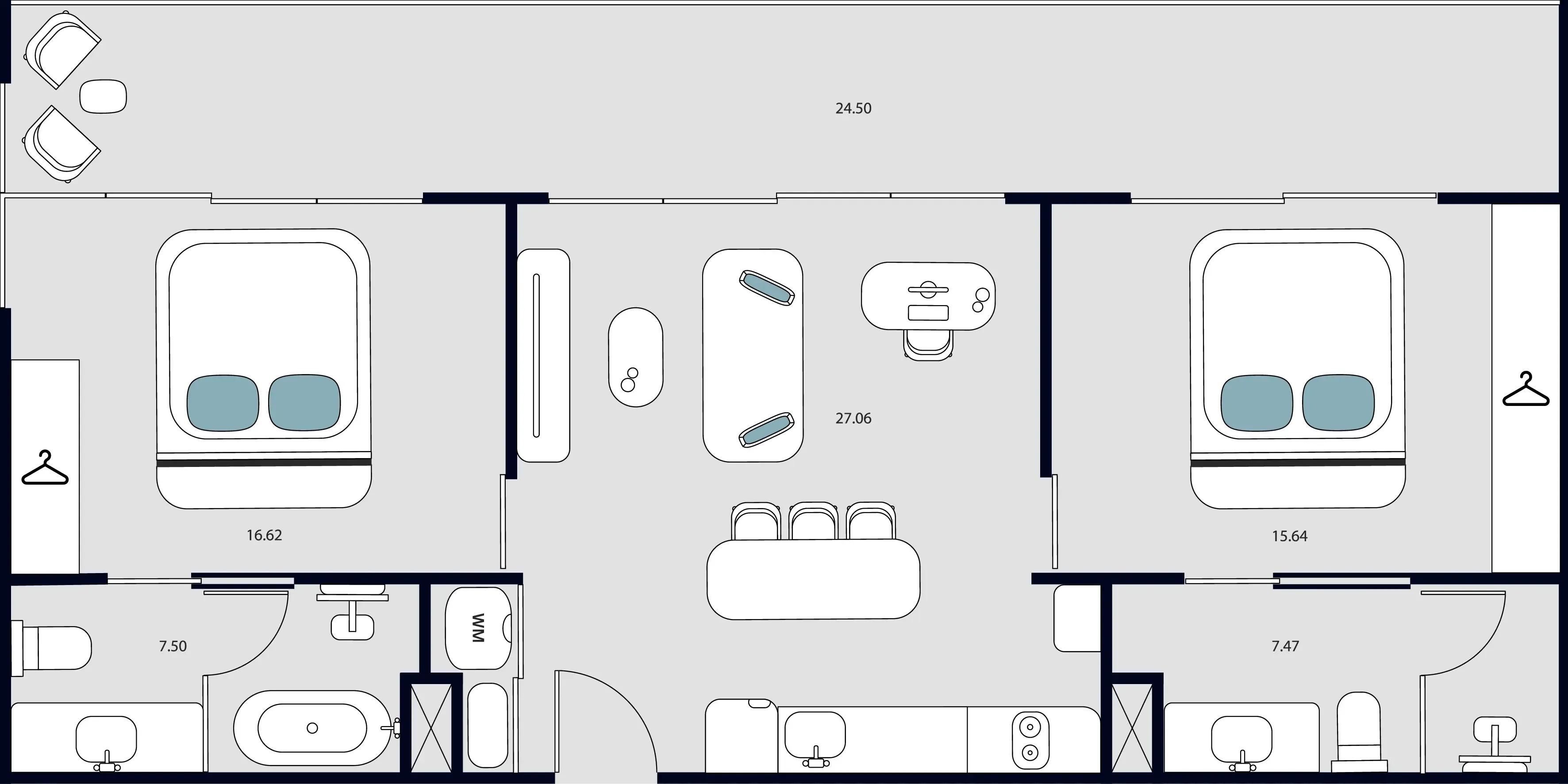 Essence Residence 2 bed floor plan, 1,066 sqft