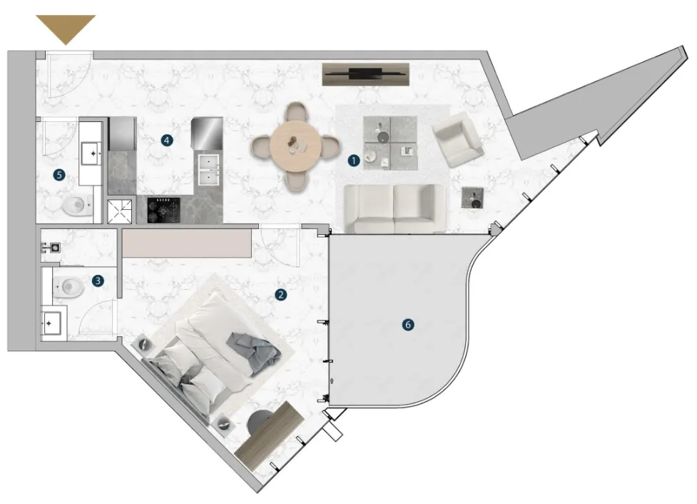 Franck Muller Vanguard 1 bed floor plan, 779 sqft