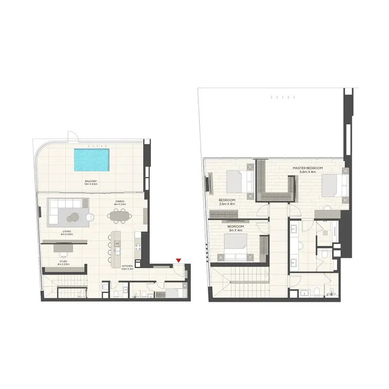 LIV Maritime 3 bed floor plan, 2,760 sqft