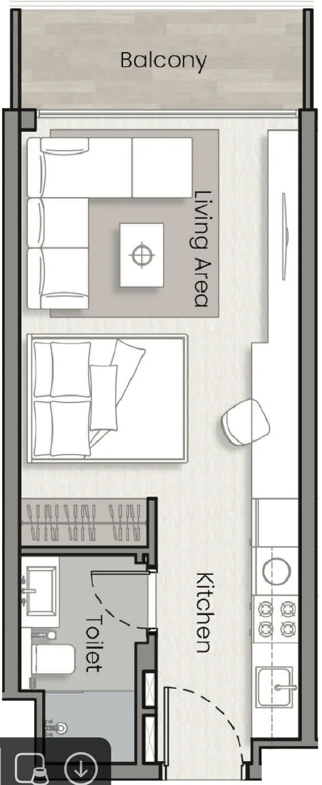 Havelock Heights Studio floor plan, 371 sqft