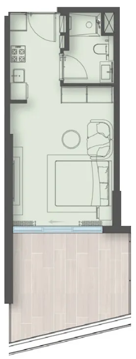 Enre Residence by Imtiaz Studio floor plan, 483 sqft