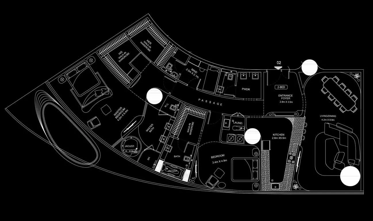 Bugatti Residences by Binghatti 2 bed floor plan, 3,091 sqft