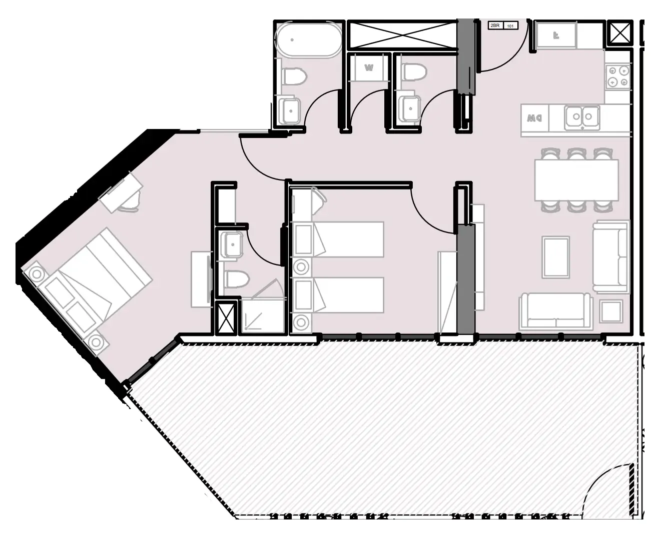 Verdana III 2 bed floor plan, 1,234 sqft