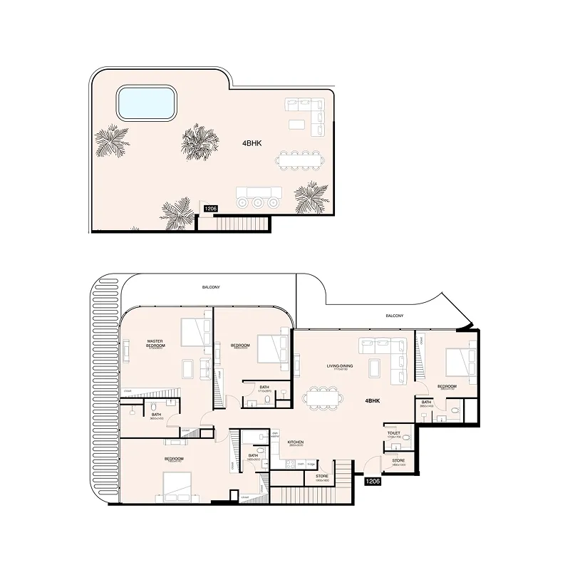 Villa Del Gavi 4 bed floor plan, 5,351 sqft