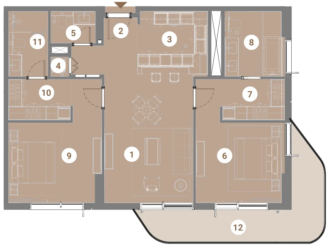 Takaya 2 bed floor plan, 1,272 – 1,355 sqft
