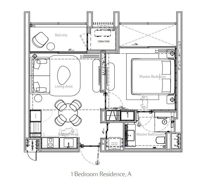 Gardens of Eden - Park Residence 1 bed floor plan, 506 – 538 sqft
