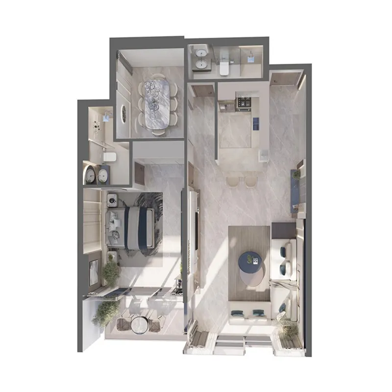 Palatium Residence 1 bed floor plan, 860 sqft
