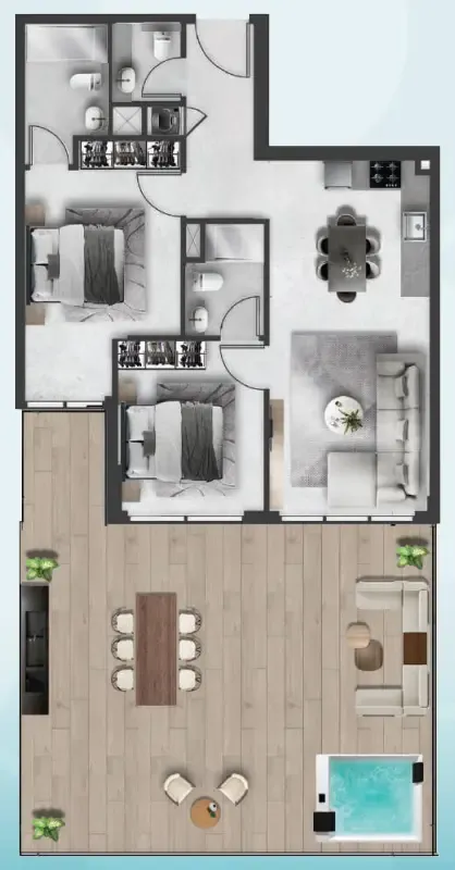 Saray South Residences 2 bed floor plan, 1,457 sqft