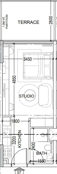 Al Haseen Residences 6 Studio floor plan, 432 sqft