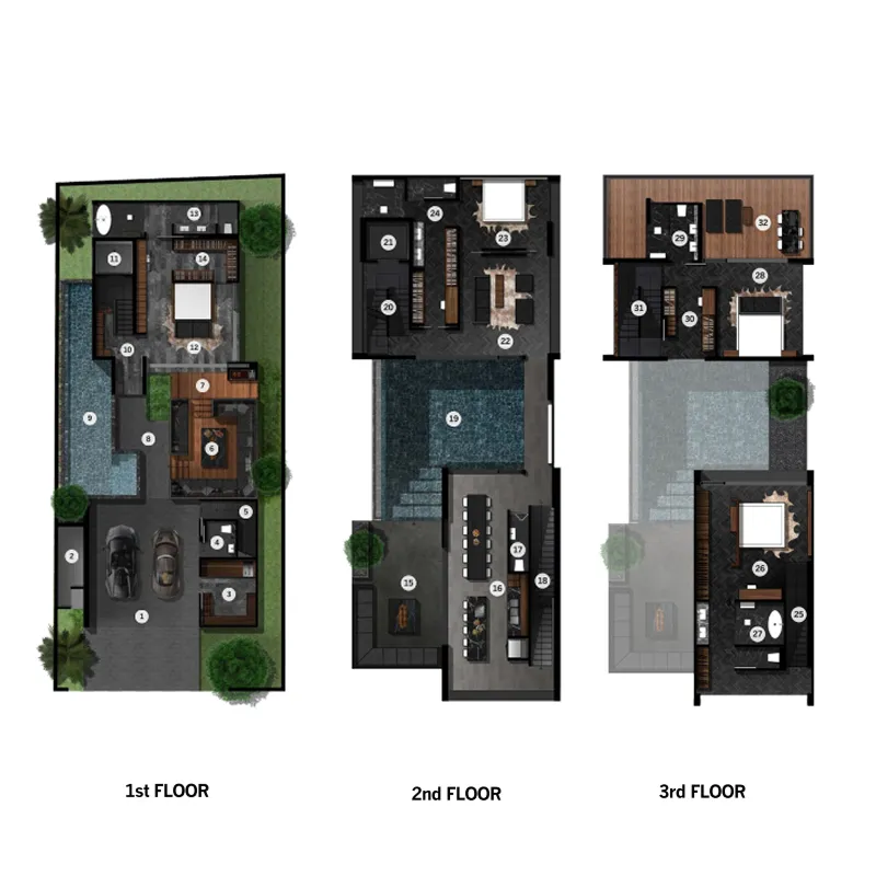 QNITY by Wallaya Villas 4 bed floor plan, 6,803 sqft