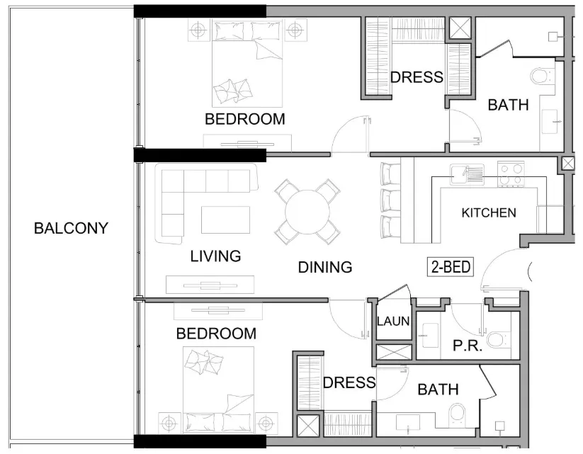 Damac Lagoons Views Phase 3 2 bed floor plan, 1,269 sqft