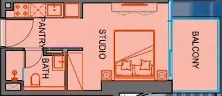 SkyGate Tower Studio floor plan, 311 sqft