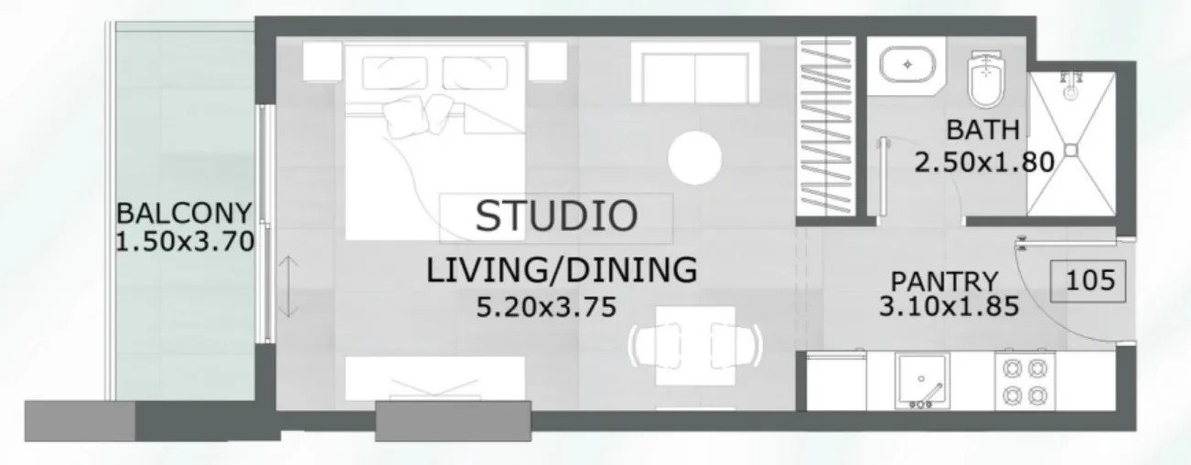 Floarea Grande Studio floor plan, 426 sqft