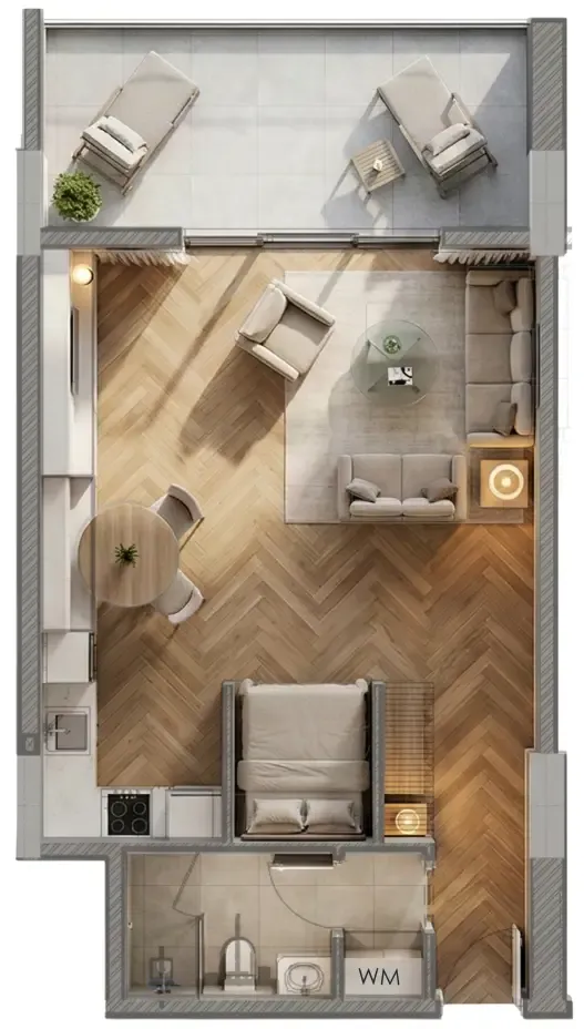 Armas By Zenith Studio floor plan, 695 – 699 sqft