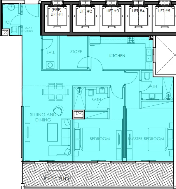 Amer Al Ghurair Residences 2 bed floor plan, 1,582 sqft