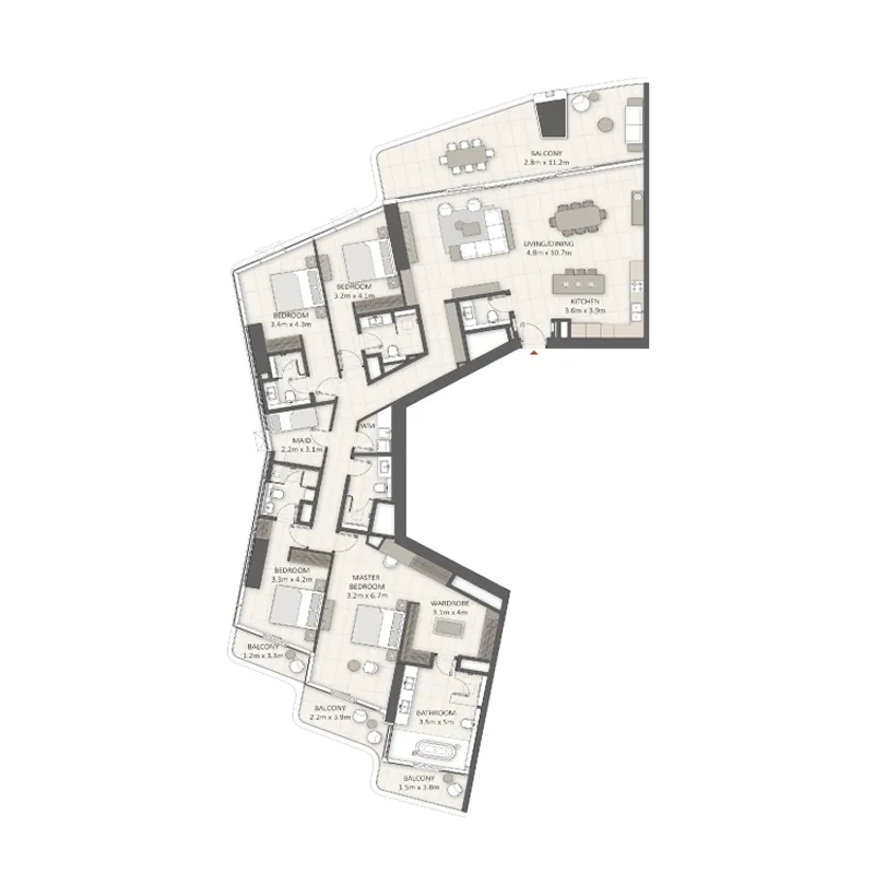 LIV Lux 4 bed floor plan, 3,306 sqft