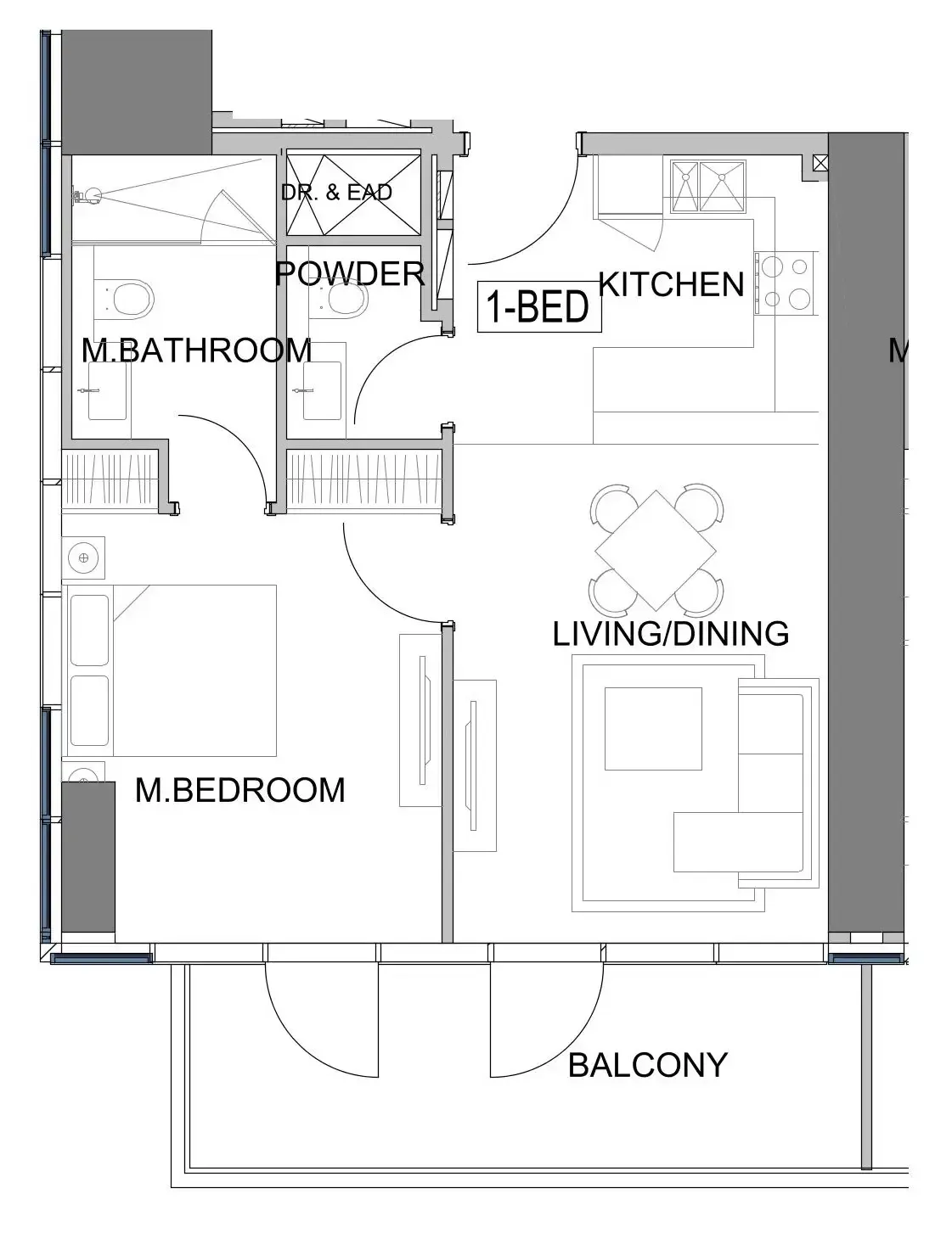 Damac Safa Gate 1 bed floor plan, 757 sqft