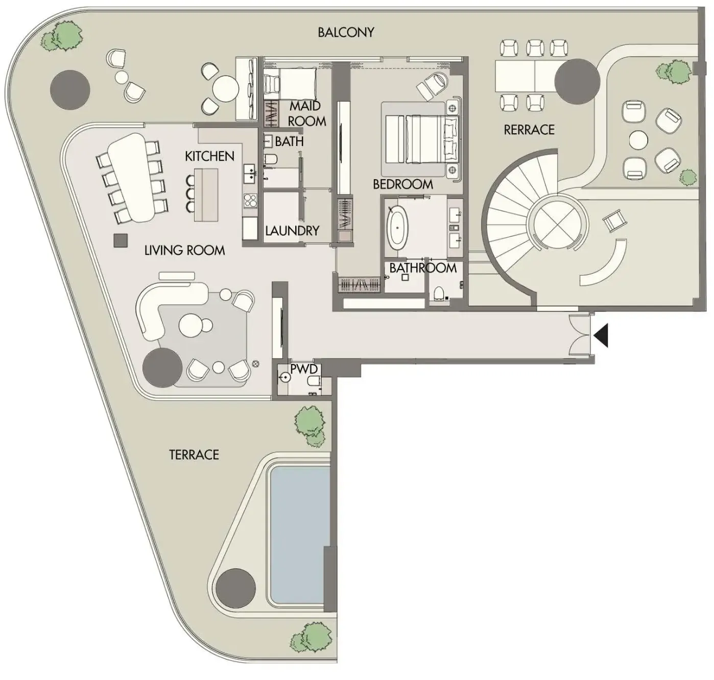 W Hotels and Residences Al Marjan 3 bed floor plan, 6,832 sqft