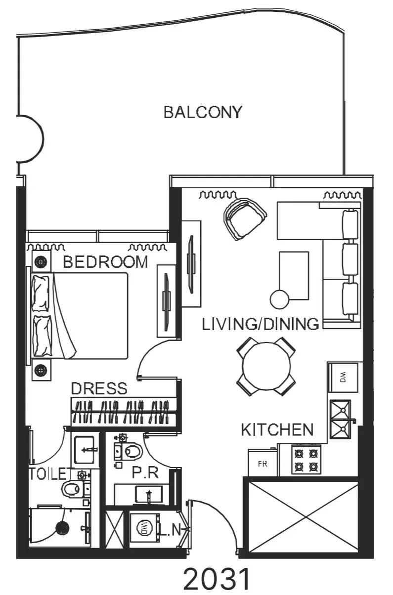 The WOW Tower 1 bed floor plan, 805 sqft
