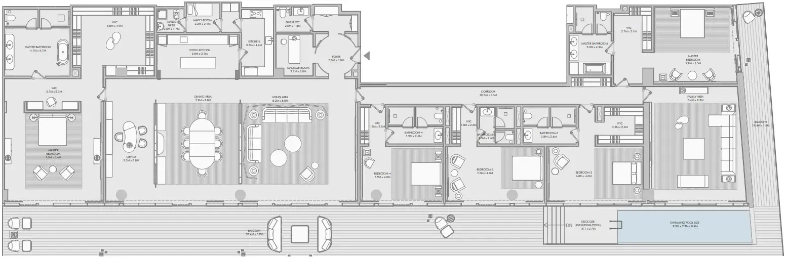 Armani Beach Residence 5 bed floor plan, 9,684 sqft