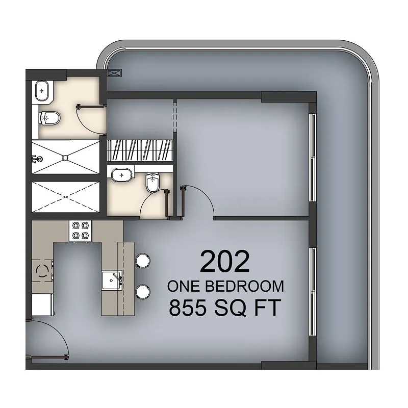 Aizel Tower 1 bed floor plan, 855 sqft