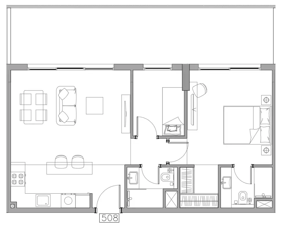 Trevino 1 bed floor plan, 1,002 sqft