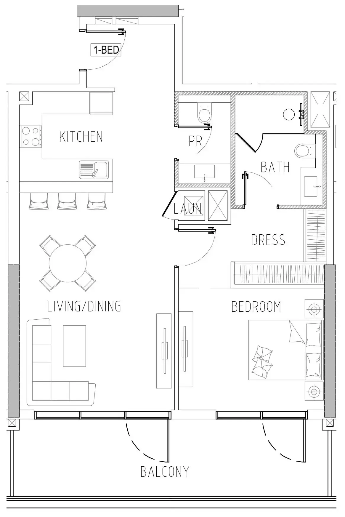 Damac Riverside Views 1 bed floor plan, 1,039 – 1,042 sqft