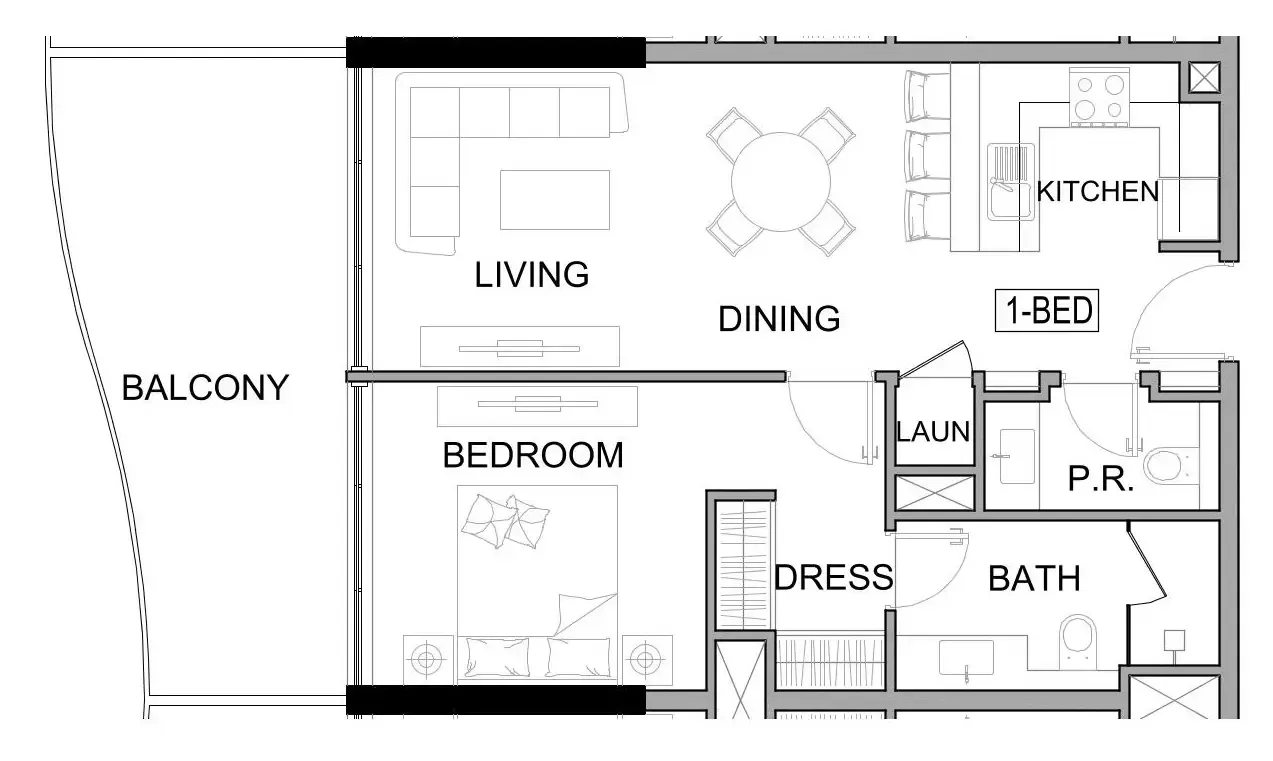 Damac Lagoons Views Phase 3 1 bed floor plan, 780 sqft