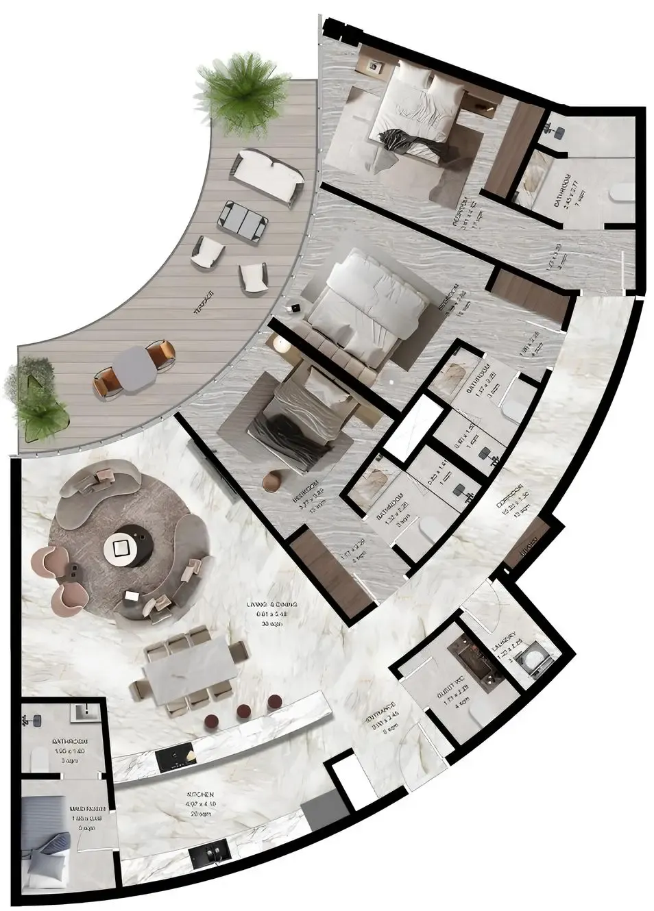Jacob and Co Beachfront Living 3 bed floor plan, 2,648 sqft