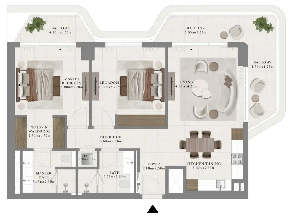 Sera 2 2 bed floor plan, 1,336 sqft