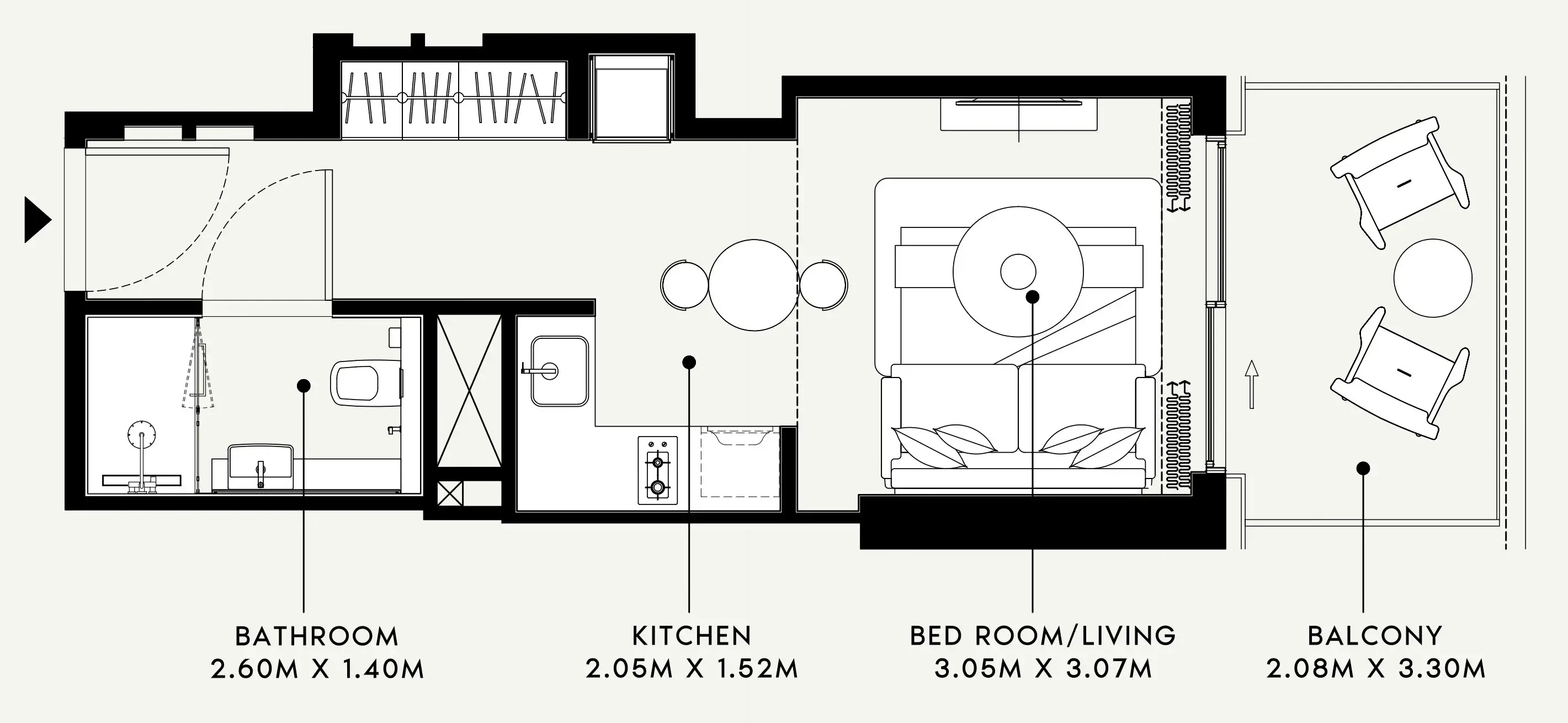 Azizi Venice Studio floor plan, 383 sqft