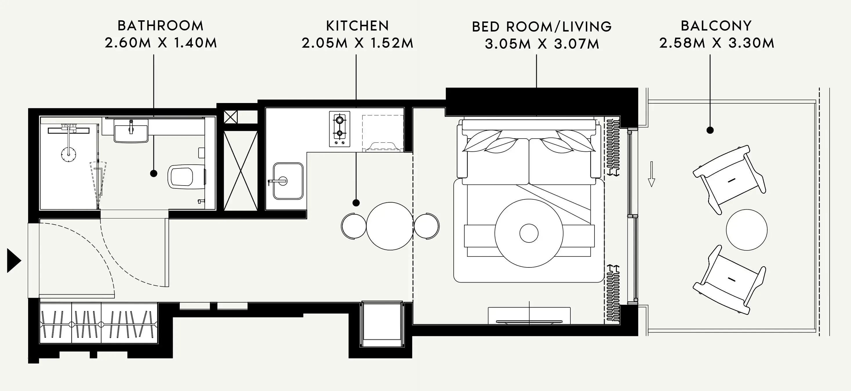Azizi Venice Studio floor plan, 404 sqft