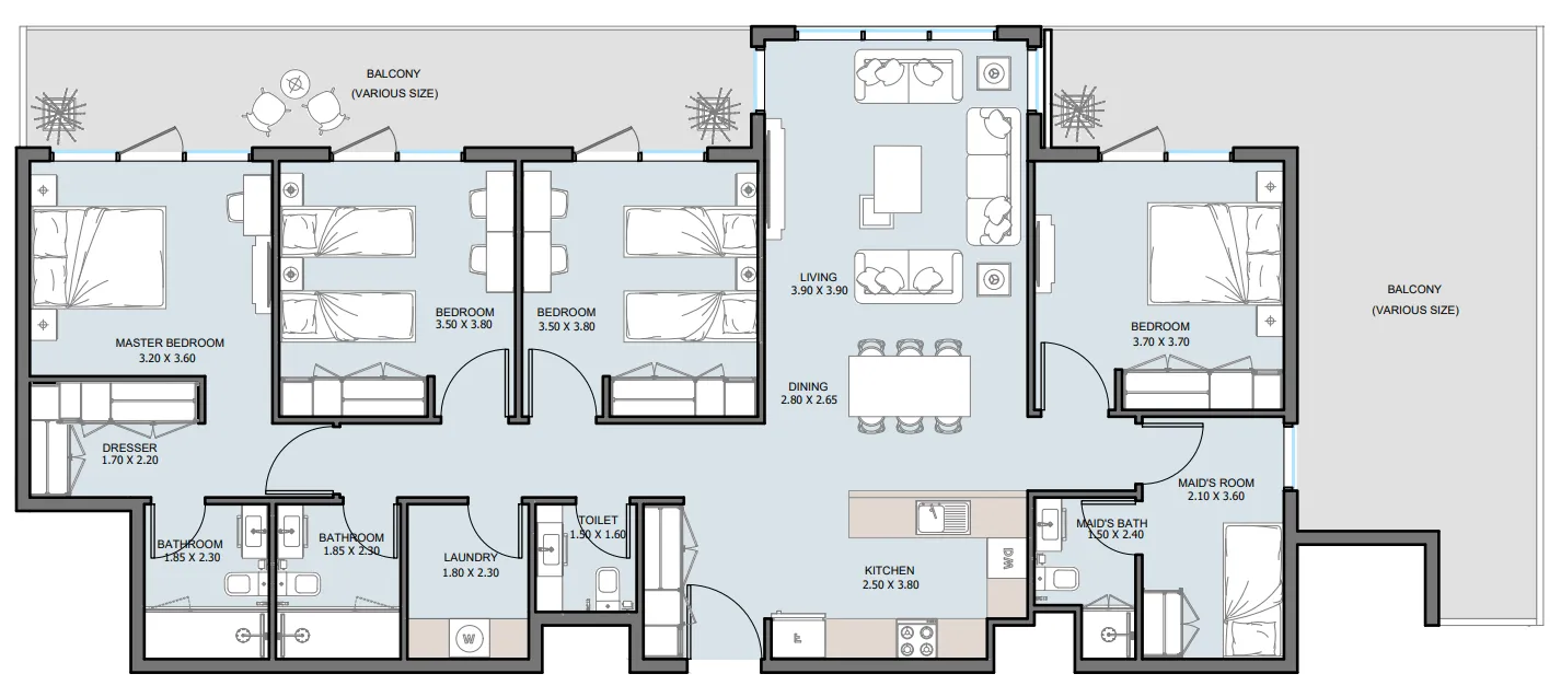 The District 4 bed floor plan, 2,160 sqft